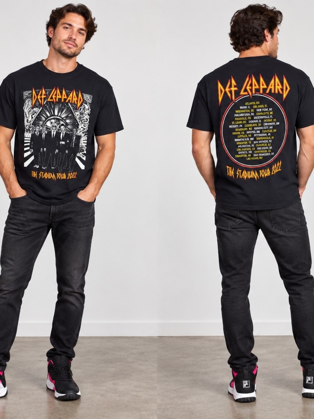 Def Leppard The Stadium Tour 2022 Black Graphic Tee